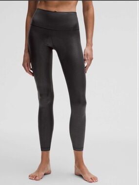 Lululemon Align HR Ribbed Pant 25" *Shine Radiate Foil Black Leggings - Size 10